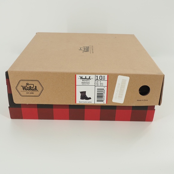 Woolrich Baltimore Black Crackle Leather Boot Women's Size 10 - Picture 9 of 9